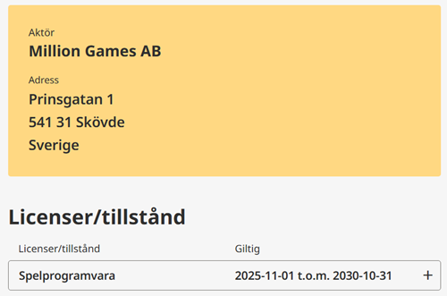 million games license information